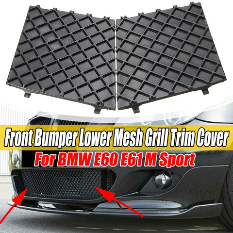 Black Left+Right Car Front Bumper Lower Mesh Grill Plate Trim Cover For BMW E60 E61 M 51117897186 51117897184 Bumper Cover ► Photo 1/6