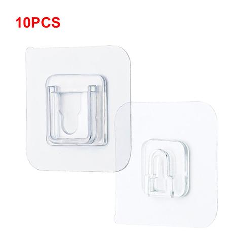 10pcs Double Sided Adhesive Wall Hooks Hanger Strong Transparent