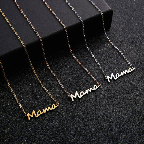 Necklace Mama Letters Stainless Steel Mom Baby Lockbone Chain Pendant Necklace Female Necklace Jewelry Mother's Day Gift ► Photo 1/6