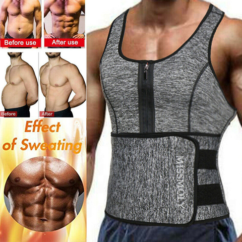 Men Waist Trainer Body Shaper Fat Burning Zipper Vest Weight Loss Neoprene Sauna Sweat Workout Vest Tank Top Faja Shapewear ► Photo 1/6