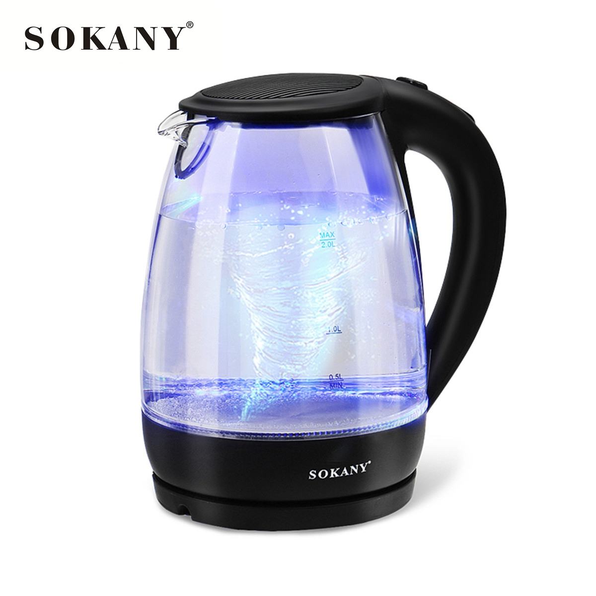 1.7L 220V Electric Kettle Stainless Steel Glass Health Preserving Pot Electric  Water Heater with Blue