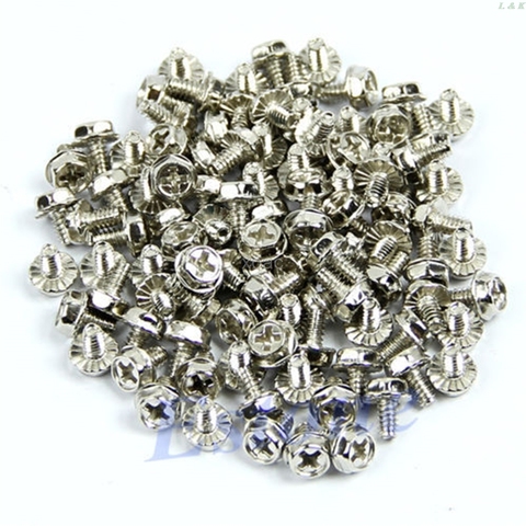 100pcs Toothed Hex 6/32 Computer PC Case Hard Drive Motherboard Mounting Screws  M04 dropship ► Photo 1/1