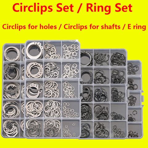 Circlips for Holes / Circlips for Shafts / E Ring Combination Set Clamp Spring  Split Washer C-type E-type Circlip Plier Set ► Photo 1/6