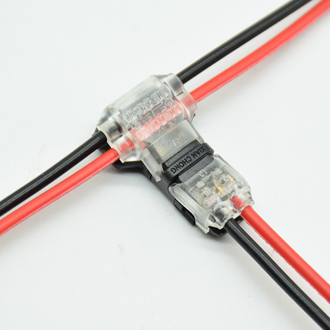 5Pcs/2pcs 2 Pin 2 Way 300v 10a Universal Compact Wire Wiring Connector T SHAPE Conductor Terminal Block With Lever AWG 18-24 led ► Photo 1/4