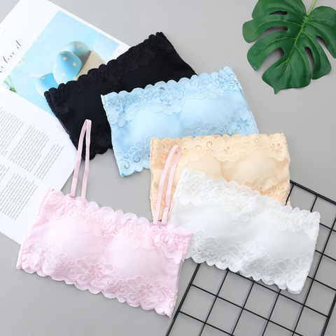 Teenage Girls Wrapped Chest Underwear White Black Lace Training Bras Tube Top Summer Breathable Underwear Children's Clothing ► Photo 1/6