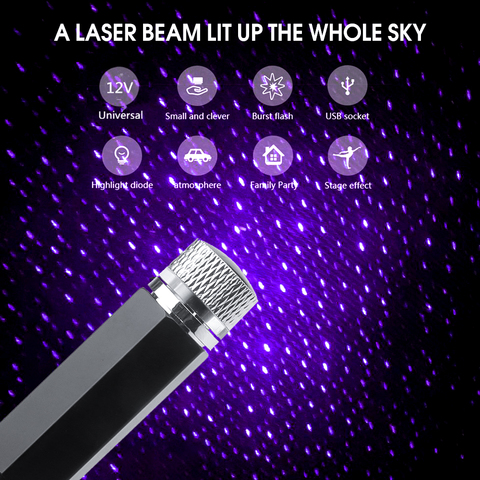 Mini LED Starry Laser Atmosphere Ambient Projector Lights NEW Car Roof Star Light Interior USB Auto Decoration Night Galaxy Lamp ► Photo 1/6