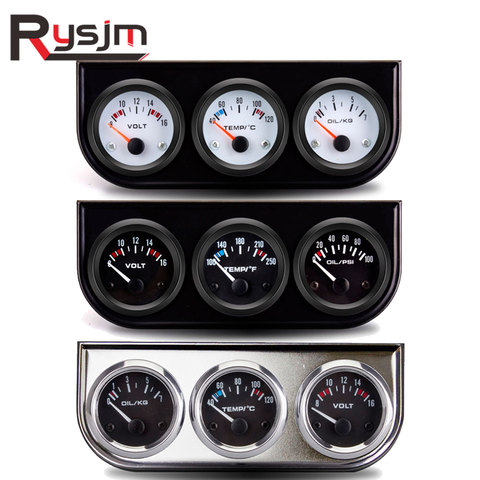 52MM 3 In 1 Volt meter+water temp gauge+Oil Pressure Gauge Kit Volt meter Oil Temperature Gauge Triple Meter + Oil Pres Sensor ► Photo 1/6