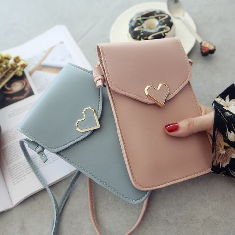 Women Cell Phone Bag Shoulder Transparent Bag Card Holders Girl  Handbag Ladies PU Leather Clutch Phone Wallets Purse 2022 ► Photo 1/6