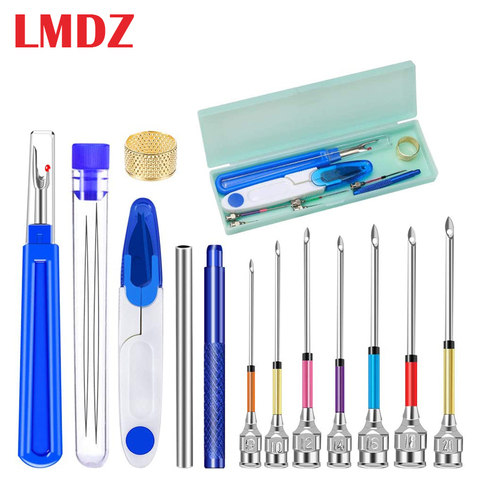 LMDZ Punch Needle Kit Embroidery Stitching Punch Needle Beading Needles Seam Ripper Scissors Thimble with Embroidery Tool Case ► Photo 1/6