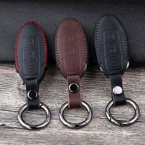 Leather Car Remote Key Case Cover For Nissan Qashqai j10 J11 X-Trail t31 t32 Kicks Murano Altima Tiida Juke Note Pathfinder ► Photo 1/6