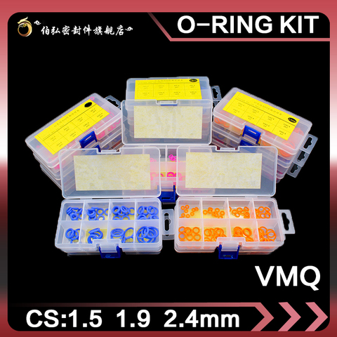 Silicone rubber O-Ring Thickness 1.5/1.9/2.4mm Ring Seal Silicone Sealing O-rings VMQ Washer oring set Assortment Kit Set ► Photo 1/5