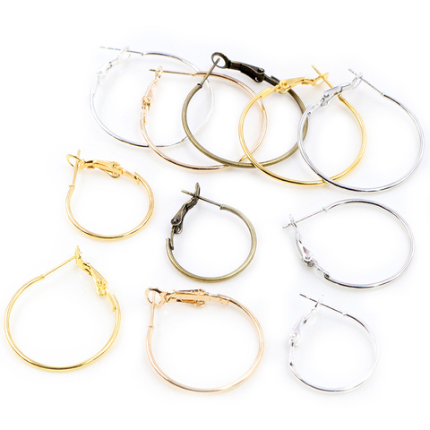 20pcs/Lot 20mm 25mm 30mm 5colors Plated Circle Round Hoop Round Big Circle Hoop Earrings DIY Women Jewelry Making ► Photo 1/6