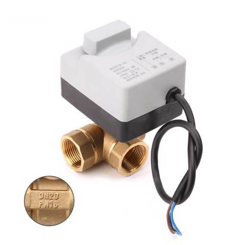 AC220V 3-way electric motorized ball valve three wires two controls for air conditioning ► Photo 1/6