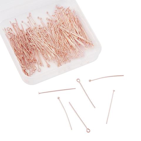 300pcs/Set Rose Gold Brass Ball Head Pins Eye Pins Flat Head Pins Findings for Beading Crafts Necklace Earrings Jewelry Making ► Photo 1/6