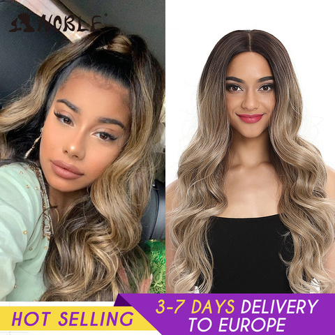 Noble Cosplay Lace Front Wig 30 Inch Lace  Long Wavy 360 0mbre Blonde Wig Red African American Synthetic Wigs For Black Women ► Photo 1/6