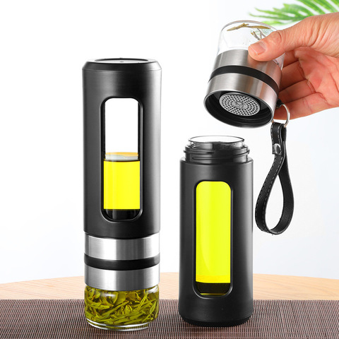 500ml Glass Bottle with Tea Infuser Travel Tea Bottle with Rope Colorful Plastic Shell for Infusion Bottles  with Tea Infuser ► Photo 1/5
