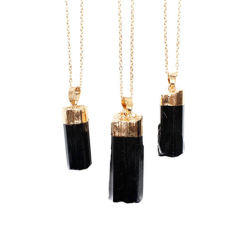 Natural Black Pillar Tourmaline Stone Pendant Rough Original Cylindrical Energy Pendant For Woman And Man Gift Fashion Jewelry ► Photo 1/6