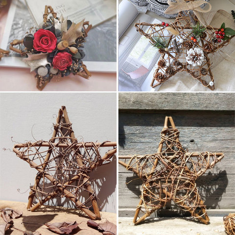 Natural Dried Rattan Star Christmas Ornaments Birthday Party Home Wedding Decoration 10/15/20/25/30cm DIY Rattan Wreath Frame ► Photo 1/6