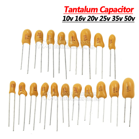 5PCS Tantalum Capacitor 16V 20V 25V 35V 50V 0.1UF 0.22UF 0.33UF 0.47UF 100UF 220UF 1UF 2.2UF 4.7UF 10UF 15UF 22UF 47UF DIP ► Photo 1/4