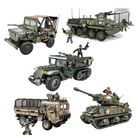 2022 World War 2 WW2 Army Military Soldier City Police SWAT Armor Vehicle Tank Figures Building Blocks Bricks Kids Toys ► Photo 1/5