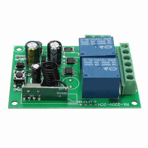 Smart Home DC 12V 220V 10A 315/433MHz 2 Channel Wireless Relay RF Remote Control Switch Heterodyne Receiver ► Photo 1/6