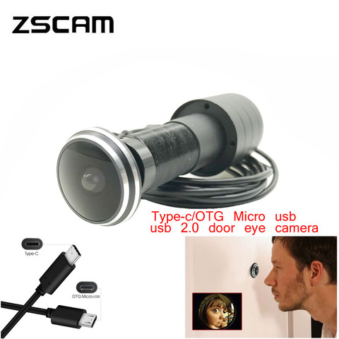 ZSCAM 1.78MM Door Eye Hole Viewer Peephole Camera 1080P/720P 2MP/1MP USB OTG /Type-C Free Driver Wide Angle Web Fish Lens Cam ► Photo 1/5