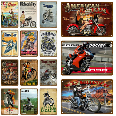 Vintage Race Motorcycle Poster Triumph Metal Tin Plaque Retro Signs For Pub Bar Garage Home Wall Decor 20x30cm YL143 ► Photo 1/6