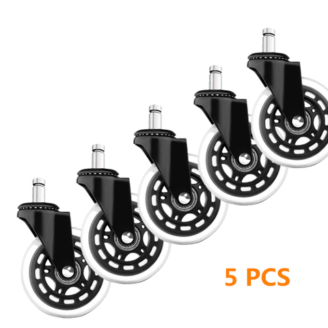 5 Pcs/Lot 2.5/3 Inch Casters Office Chair Mute Universal Wheel Pu Circling Caster Strong Bearing Transparent Wheel Black ► Photo 1/6