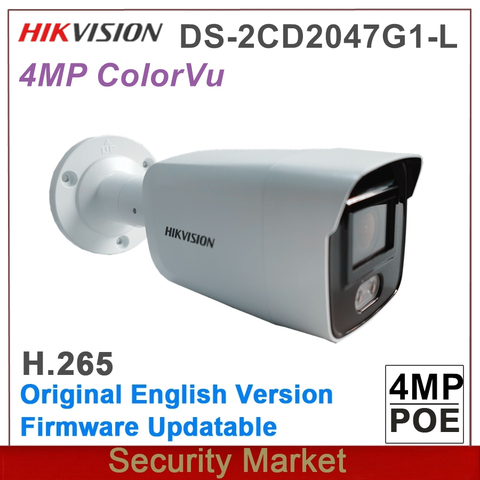 Original english hikvision DS-2CD2047G1-L full color 4MP ColorVu Fixed Bullet Network IPC IP67 CCTV POE Camera ► Photo 1/1