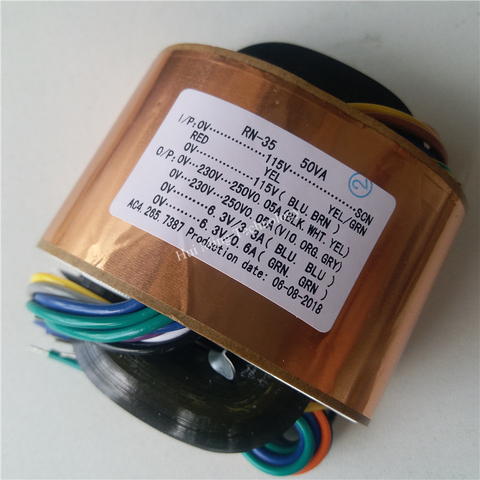 0-230V-250V 0.05A 6.3V 3.3A 6.3V 0.6A R Core Transformer custom transformer 115/115V 50VA copper shield output Power amplifier ► Photo 1/1