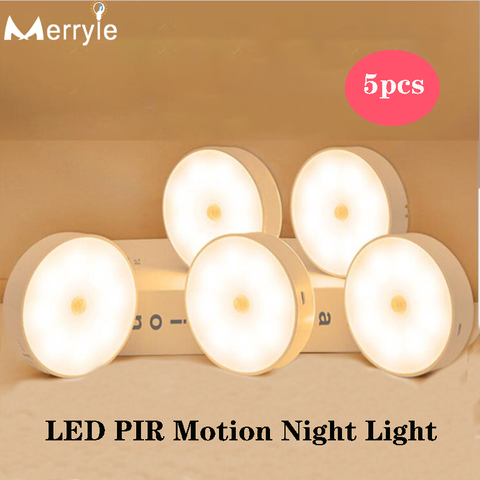 5 10pcs 700mah USB Recharge LED PIR Infrared Sensor Night Light 8 Light Beads Cabinet Closet Wall Lamp for Home Bedroom Corridor ► Photo 1/6