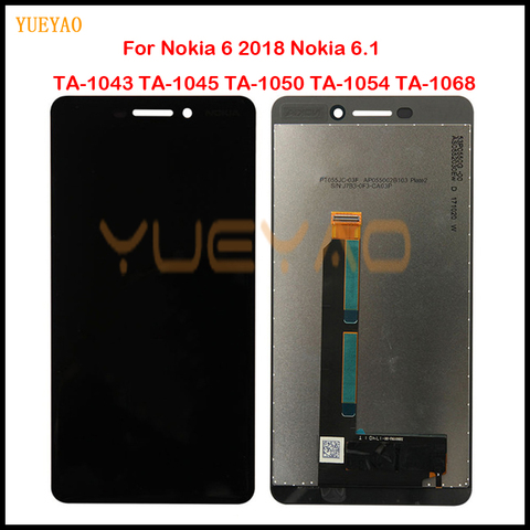 For Nokia 6 2022 Nokia 6.1 TA-1043 TA-1045 TA-1050 TA-1054 TA-1068 LCD Display Touch Screen Glass Panel Digitizer Assembly ► Photo 1/1