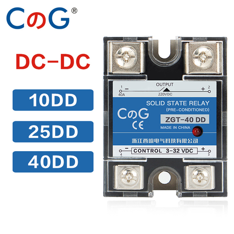 CG SSR-10DD 25DD 40DD 200A 600A SSR Single Phase DC Control DC Heat Sink 3-32VDC To 220VDC 600V 10A 25A 40A DD Solid State Relay ► Photo 1/5