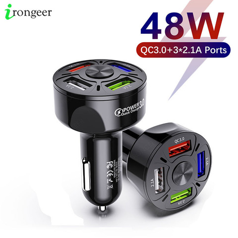 48W Car Charger 4 USB Quick Charge 4.0 3.0 USB Car Charger for Huawei Xiaomi Redmi mi 9 For iPhone xr 11 Fast Charging Charger ► Photo 1/6