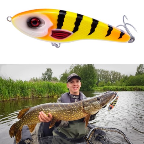 Hunthouse Pike Fishing Lure Musky Pencil Lures Jerkbait Fishing Lures Jerk VIB Bait lw129 Origin Hooks Wobblers Leurre Decoys ► Photo 1/6