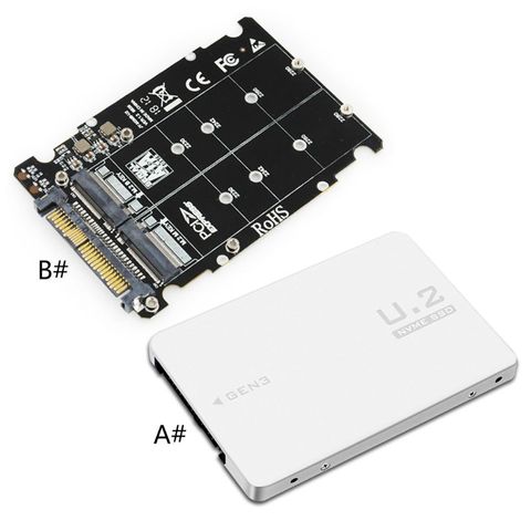 2022 New M.2 SSD to U.2 Adapter 2in1 M.2 NVMe and SATA-Bus SSD to PCI-e U.2 SFF-8639 ► Photo 1/6