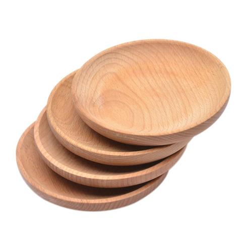 Beech Wood Round Dinner Plate Western Food Round Dessert Serving Tray Snack Fruit Dry Fruit Organizer Holder Home Decor 1pc ► Photo 1/6