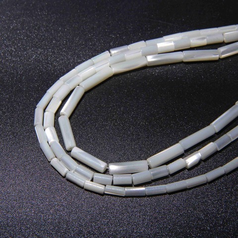 4-14mm White Natural Mother of Pearl Shell tube Beads Loose shiny Shell Spacer Bead For Jewelry Making Necklace Crafs Strand 15