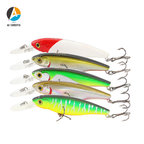 AI-SHOUYU New 1pc Magnetic Wobbler 85mm 7g Hard Minnow Bait Artificial Bait Swimbait with 2 Hooks Fishing Lure Suspending Bait ► Photo 1/6