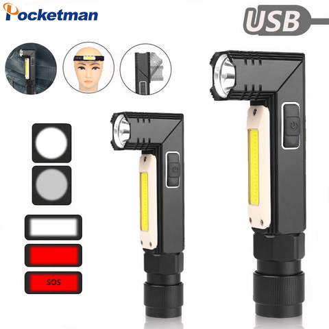 Magnetic LED Flashlight Ultra Bright Waterproof COB Light USB Rechargeable Torch Tail  Magnet Work Light 90 Degrees Rotation ► Photo 1/6