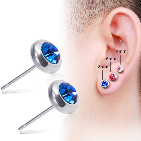2 Pcs/bag Size 4/6/8mm Medical Titanium Needle True Zircon Ear Studs Boys and girls Earrings For DIY Party Earrings ► Photo 1/4