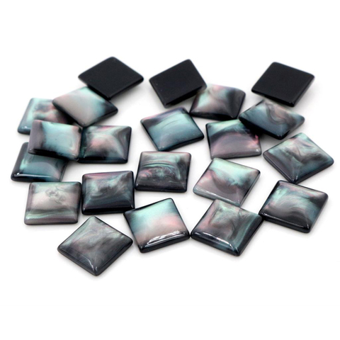 New Fashion 40pcs 12mm Black Color Square Style Flat back Resin Cabochons Cameo-O7-11 ► Photo 1/2