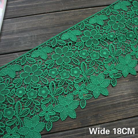 18CM Wide Exquisite Green Flowers Embroidery Cotton Fabric Lace Ribbon DIY Turban Skirt Curtain Sofa Guipure Trims Sewing Decor ► Photo 1/6
