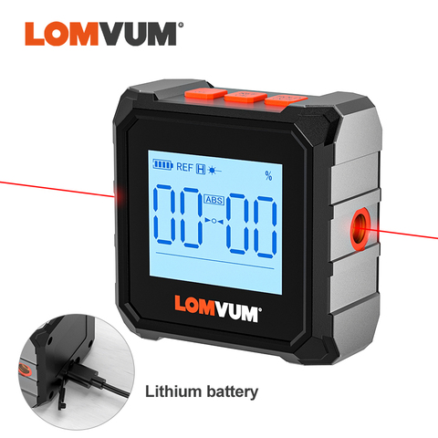 LOMVUM Digital Protractor Laser USB Inclinometer 360° Level Angle Finder High Precision Goniometer Magnet Tilt Measuring Tools ► Photo 1/6