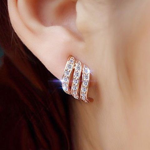 Korea Design Rhinestone Clip On Earrings No Hole Women's Simple Elegant Style Ear cuff  Bridal Wedding Party Earrings Jewelry ► Photo 1/6