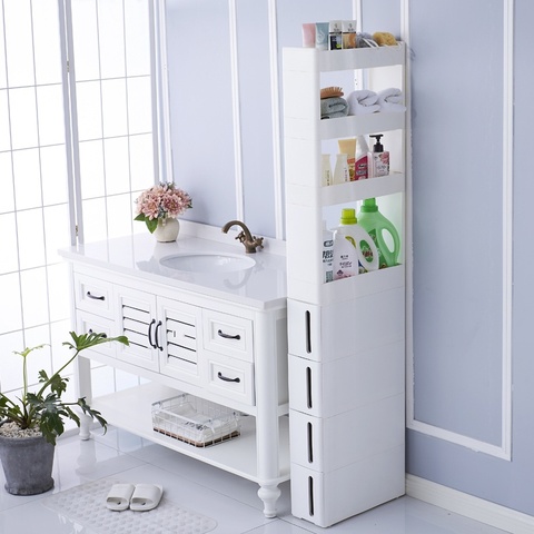 Non-occupied kitchen slit storage rack environmentally friendly PP material bathroom narrow-slit finishing rack handle design mo ► Photo 1/1