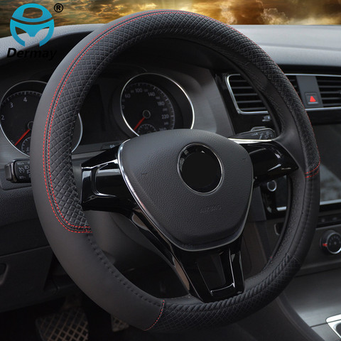 Sport Car Steering Wheel Covers Anti-Slip Leather Auto Steering-wheel Cover Car-styling Steering wheel protective cover ► Photo 1/6