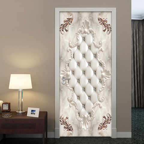 European Style Soft Bag Marble 3D Door Sticker Living Room Bedroom Door Decoration Mural Waterproof Self-adhesive PVC Wallpaper ► Photo 1/6