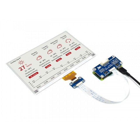 Raspberry Pi 4 7.5inch E-Ink display HAT/Raw Display with Red/Black/White Three-color 880×528 Resolution via SPI interface ► Photo 1/6