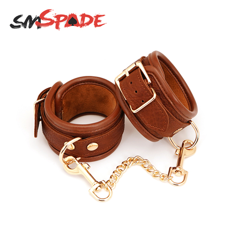 SMSPADE Leather Handcuffs BDSM Bondage Fetish Slave Sex Toys For Couples Wrist Cuffs Restraints Kit Erotic Adult Games Sex Shop ► Photo 1/6